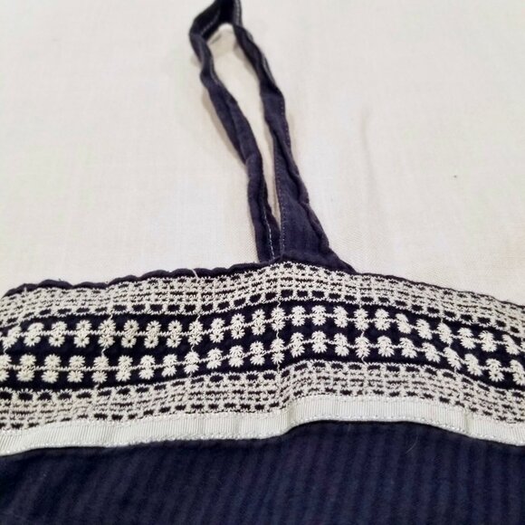 AE American Eagle Boho Festival Halter Crop Top Embroidered Sz 4 Navy Blue - Picture 4 of 8
